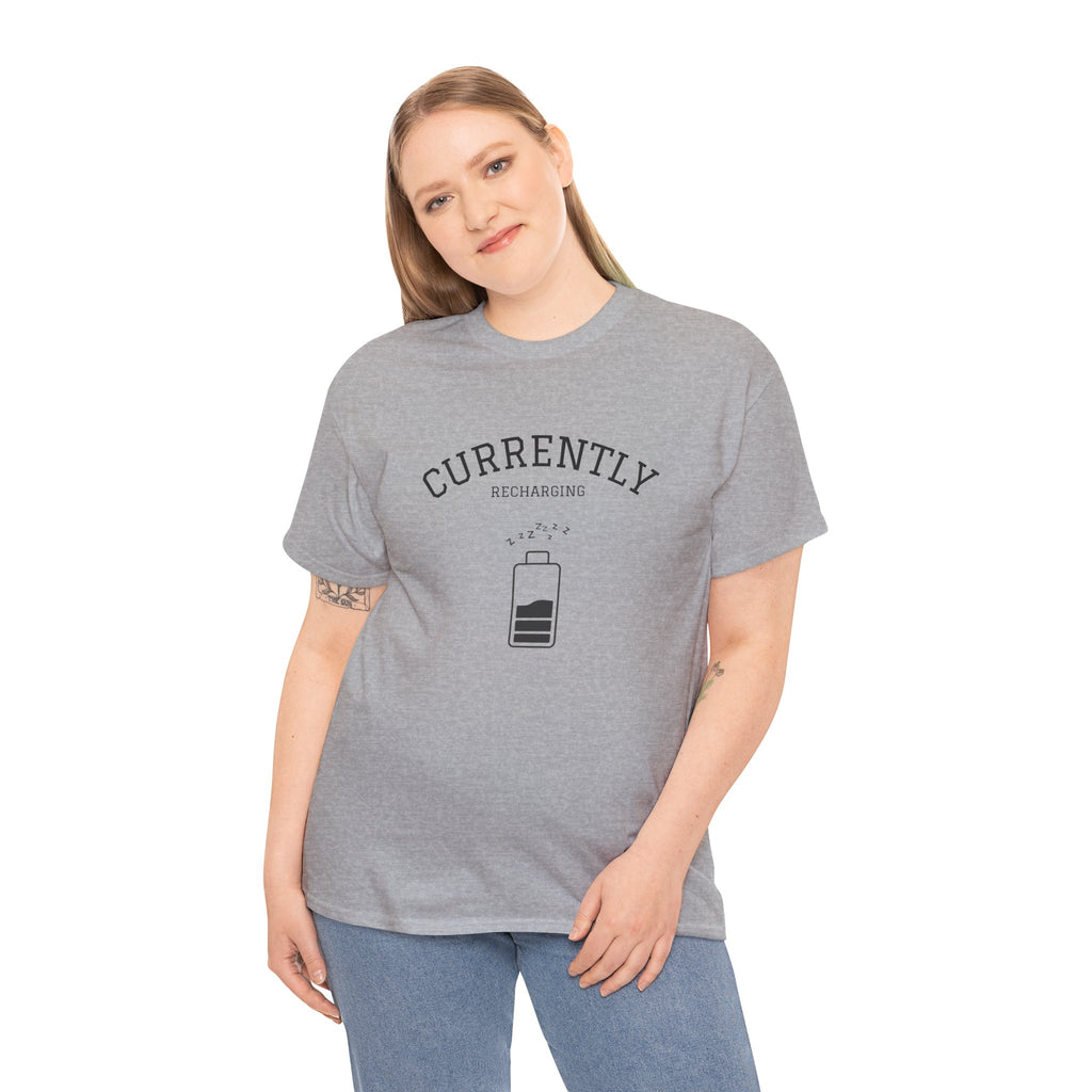Currently Recharging T-Shirt — Minimalist Low Battery Graphic Tee