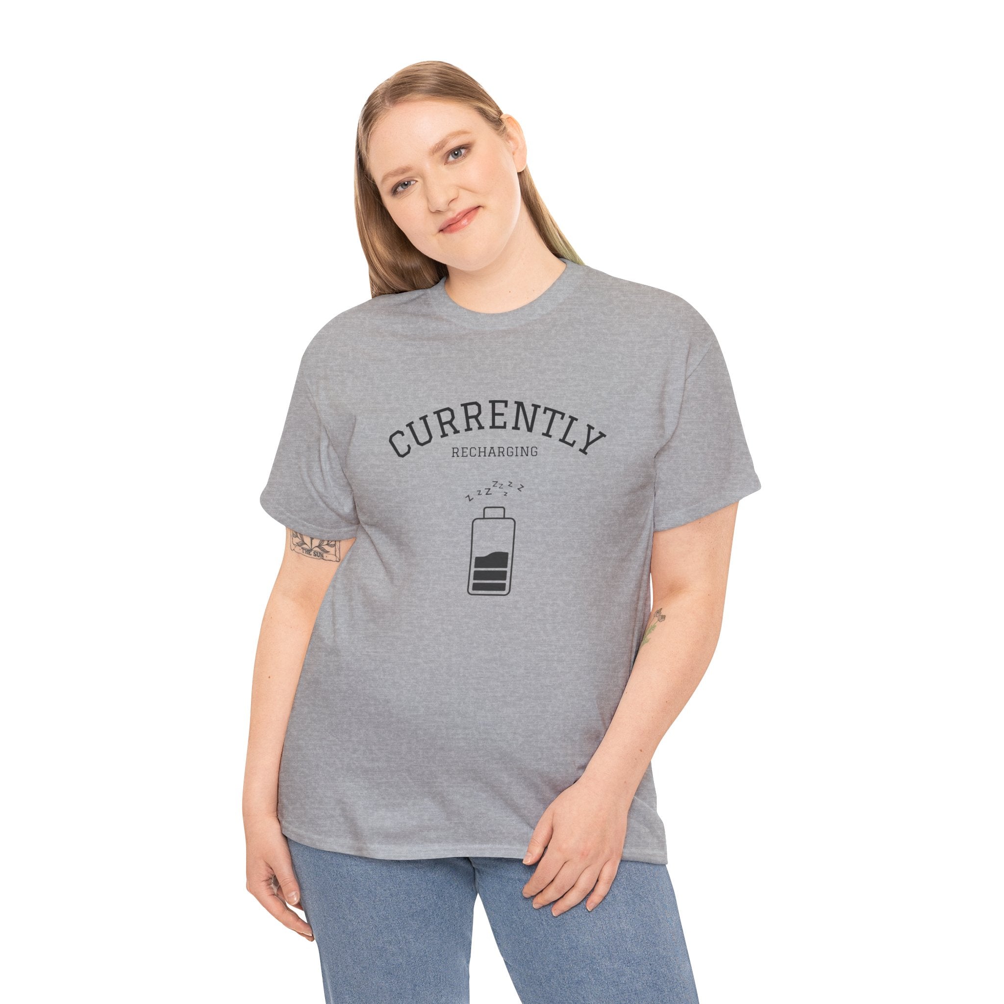 Currently Recharging T-Shirt — Minimalist Low Battery Graphic Tee