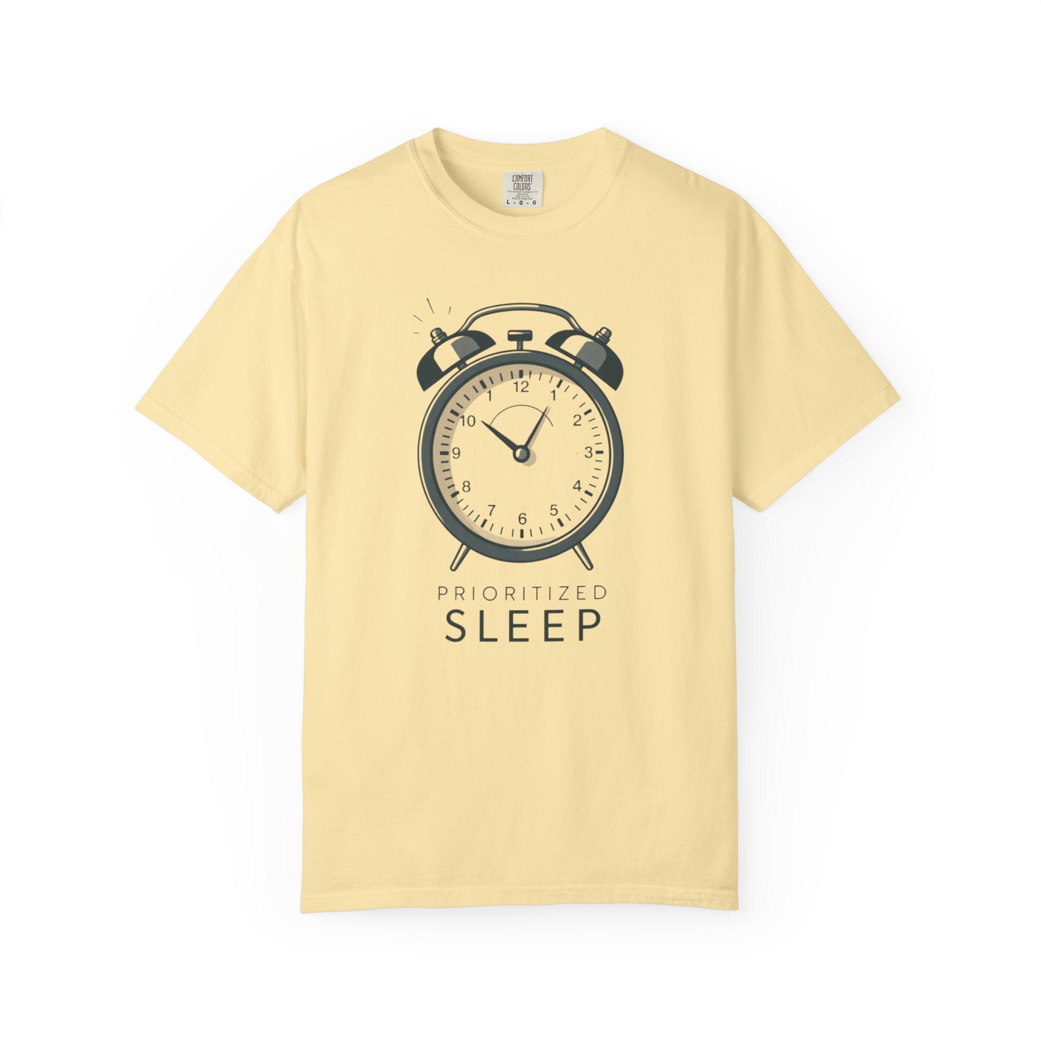 Prioritize Sleep T-Shirt — Retro Alarm Clock Graphic Tee