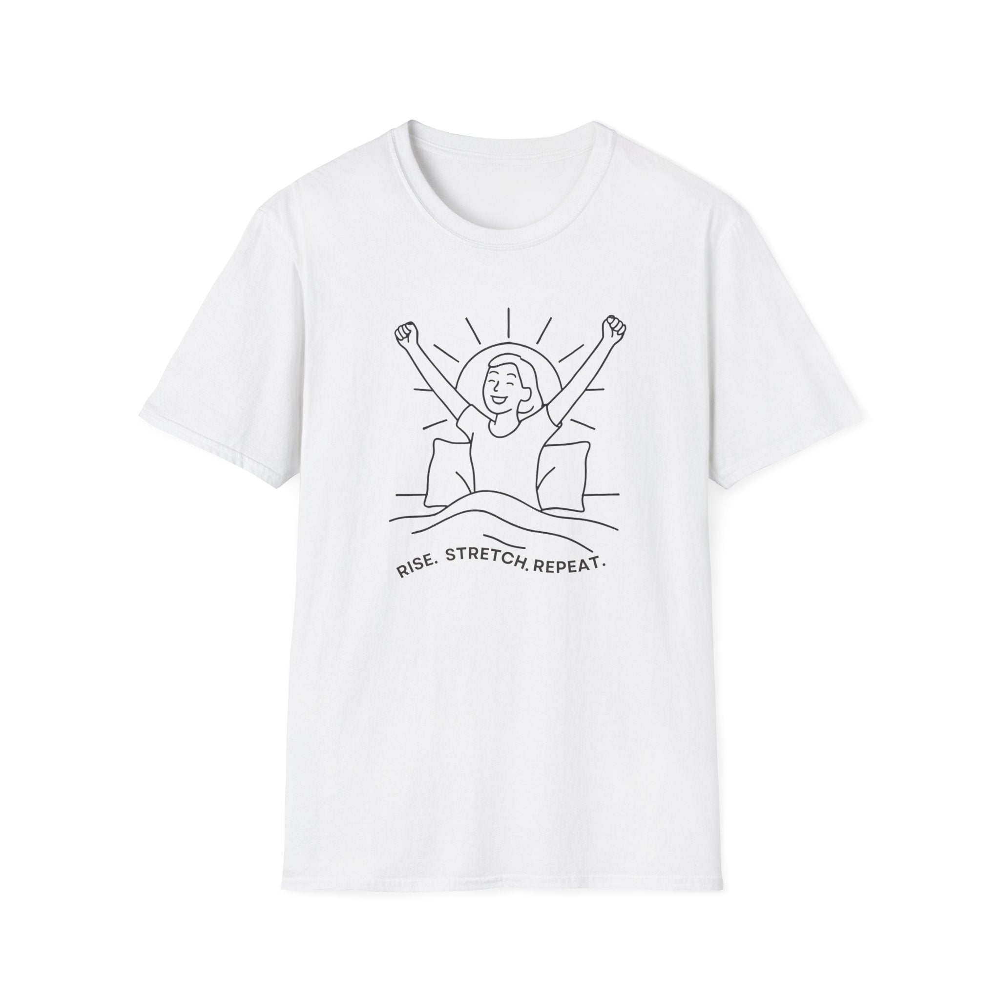 Rise, Stretch, Repeat T-Shirt — Morning Routine Graphic Tee
