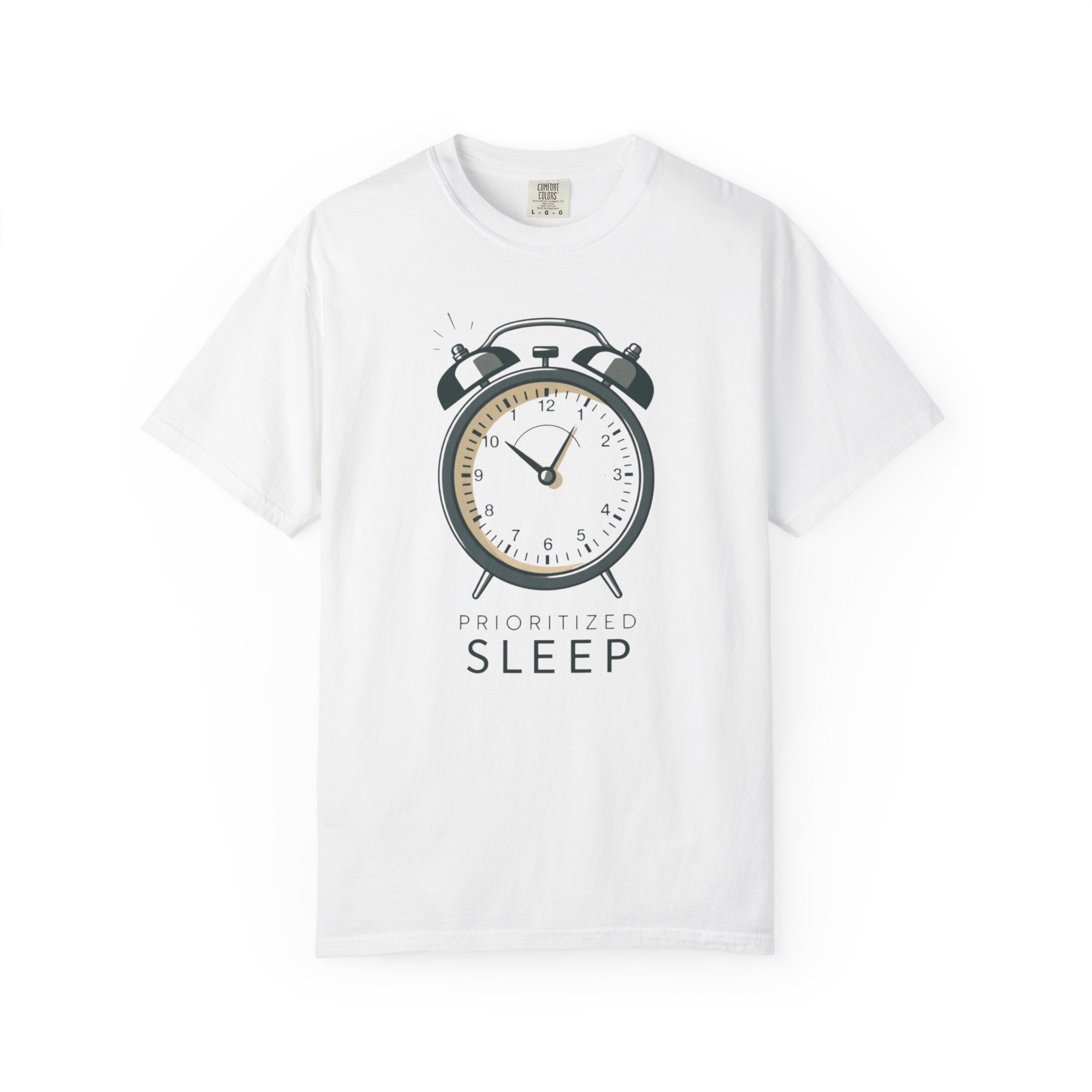 Prioritize Sleep T-Shirt — Retro Alarm Clock Graphic Tee