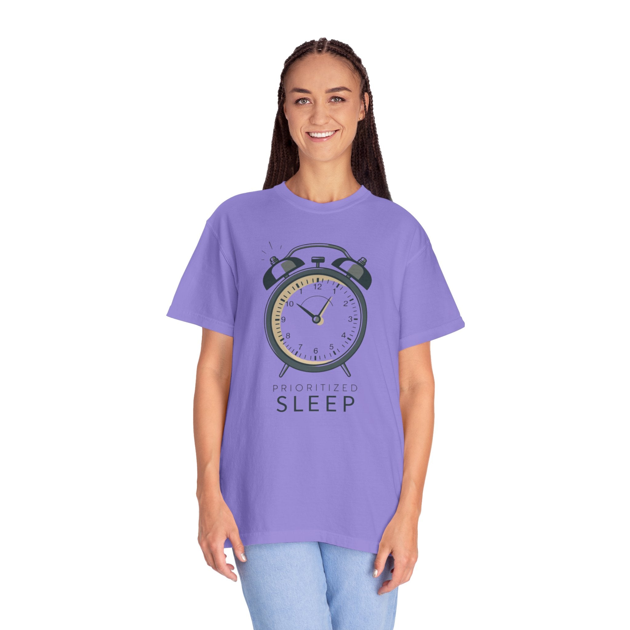 Prioritize Sleep T-Shirt — Retro Alarm Clock Graphic Tee