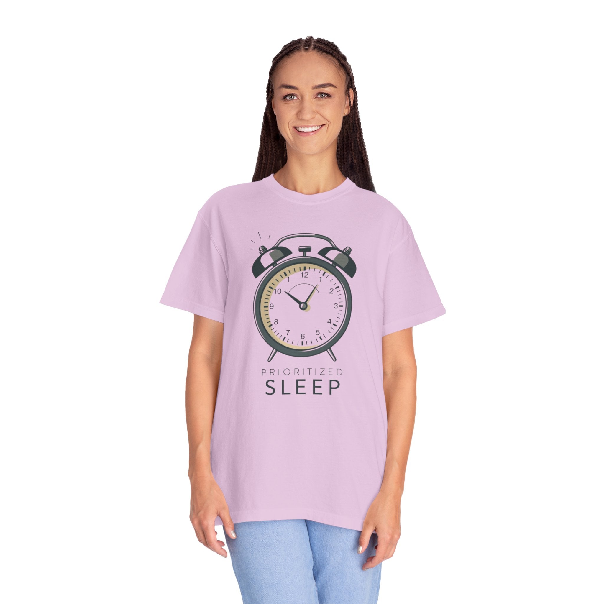 Prioritize Sleep T-Shirt — Retro Alarm Clock Graphic Tee