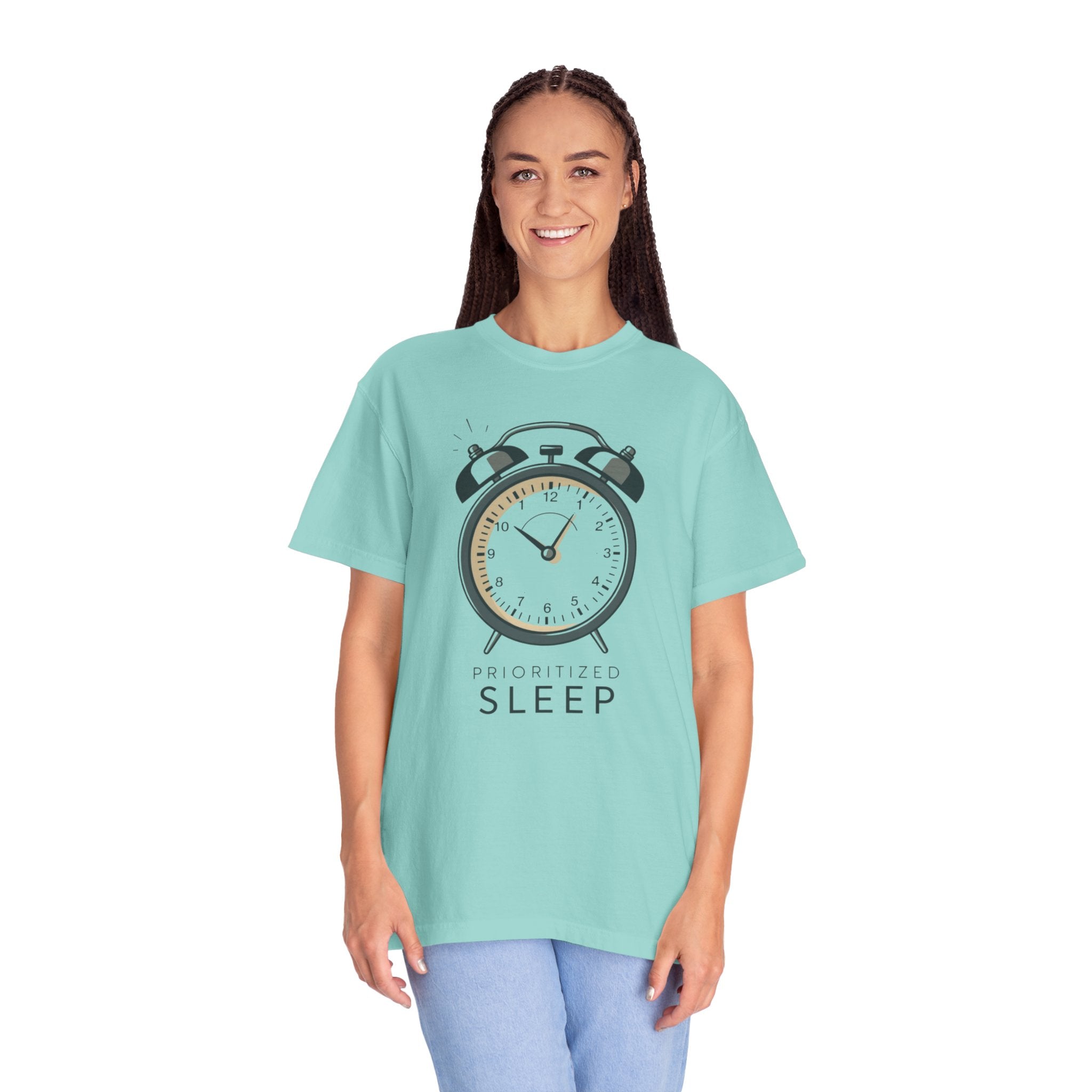 Prioritize Sleep T-Shirt — Retro Alarm Clock Graphic Tee