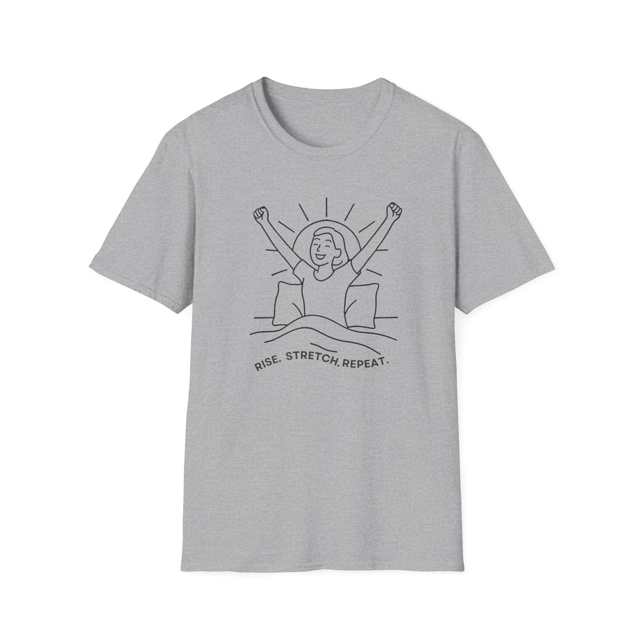Rise, Stretch, Repeat T-Shirt — Morning Routine Graphic Tee