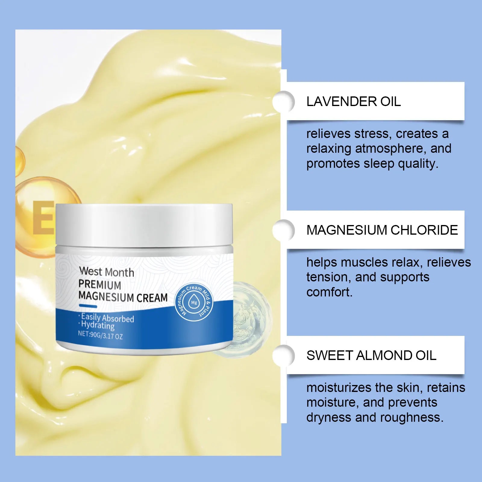 Premium Magnesium Body Cream – Lavender Moisturizing Lotion f